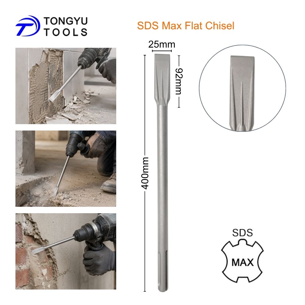 Rotary Hammer Chisel Bit Flat - SDS Max Flachmeißel 25x400mm Hochleistungs-Bohrhammermeißel für