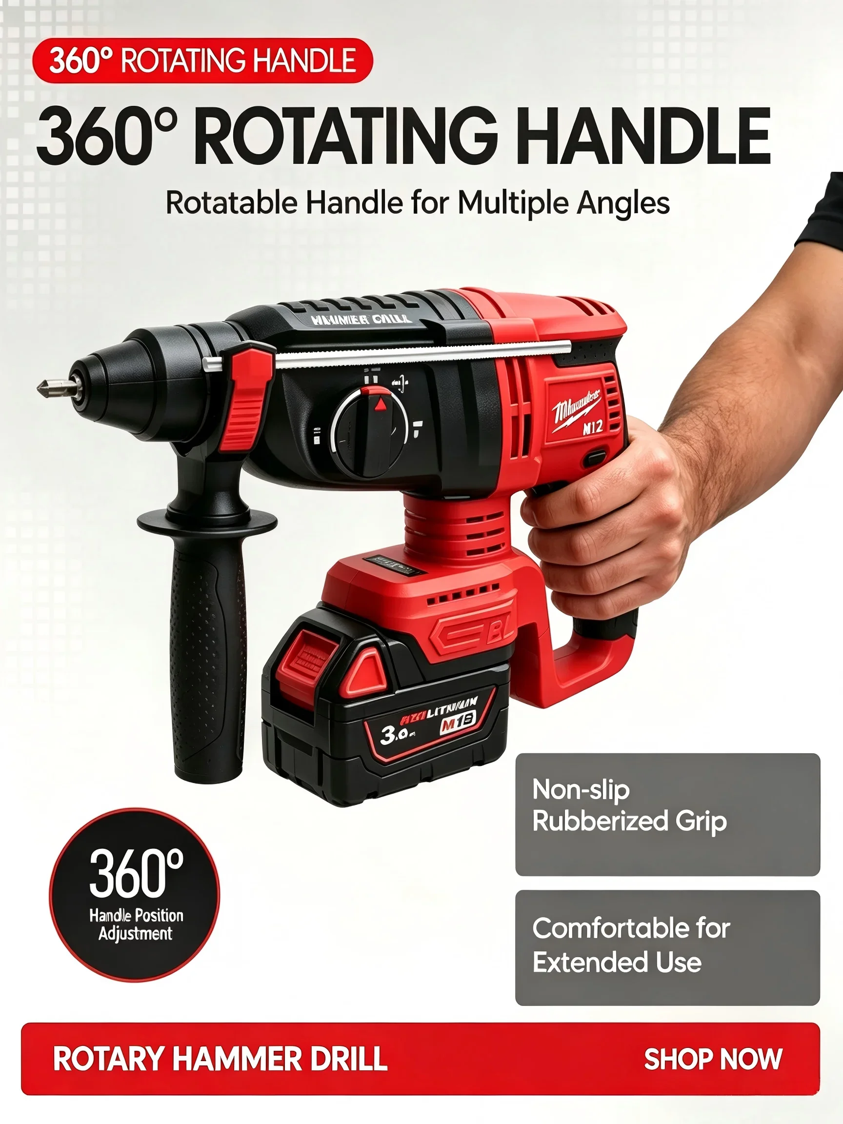 Rotary Hammer Drill 26Mm - Milwaukee M12 Akku-Bohrhammer 18V Bürstenlos, 1500W
