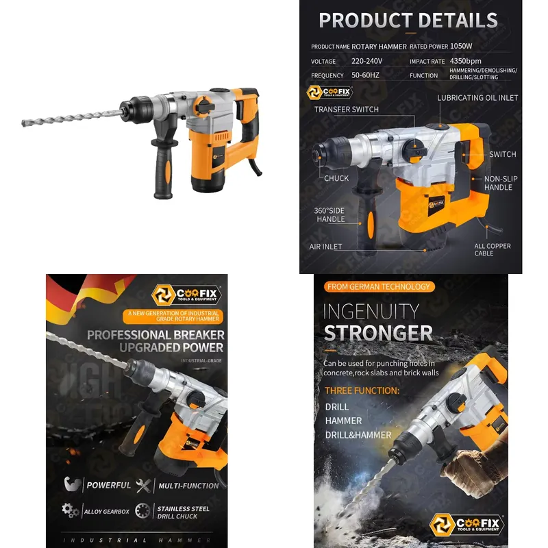 Rotary Hammer Drill 26Mm - 【CHIMU HOME】 1050W 26mm SDS-Plus Bohrhammer