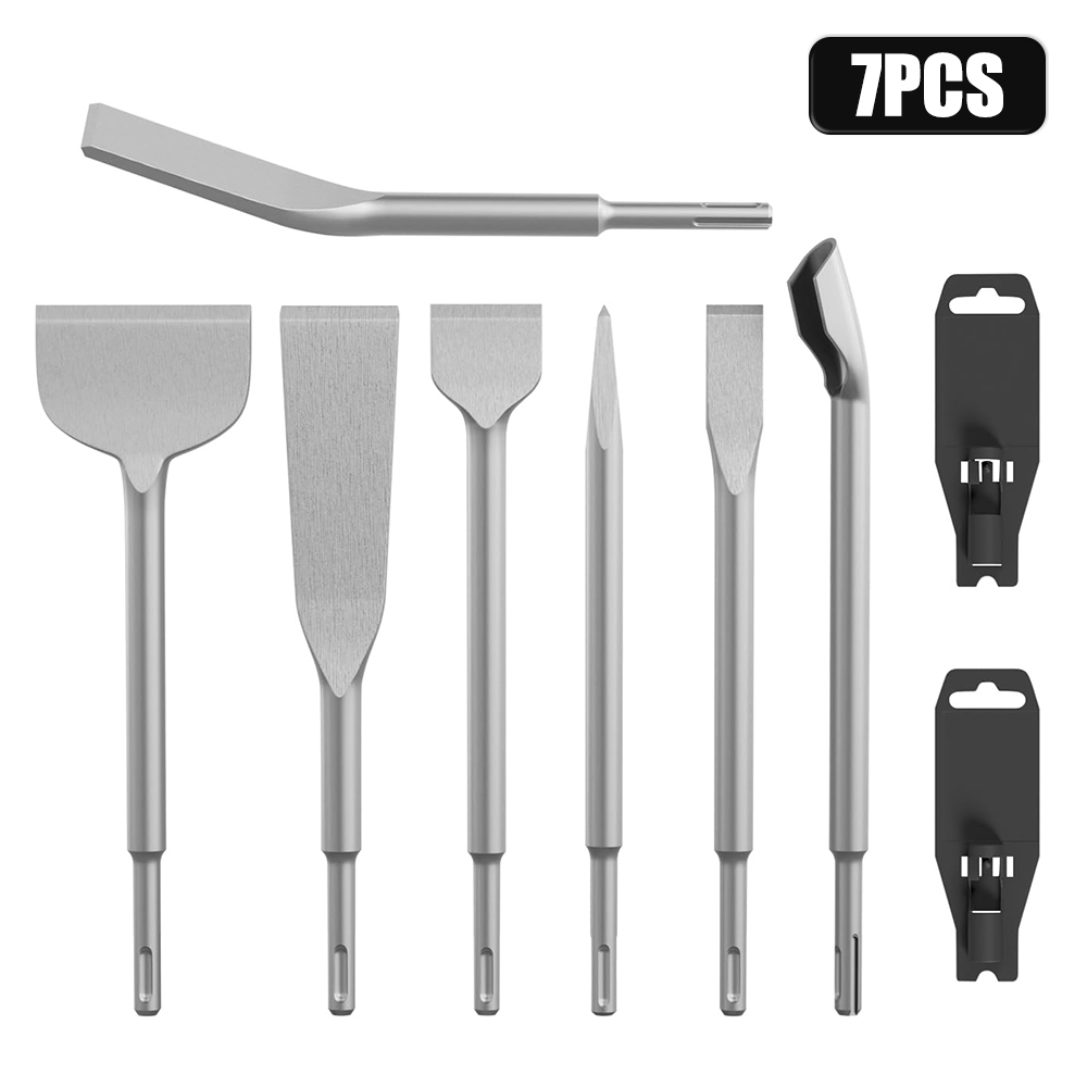 Rotary Hammer Chisel Bit Flat - 7-teiliges Meißel-Set, SDS Plus, Bohrhammer, Bohrspitze,