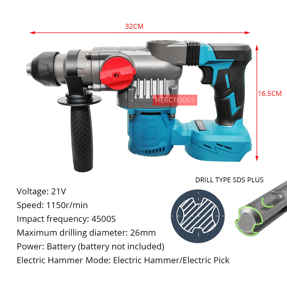 Bürstenloser Akku-Bohrhammer,  – Rotary Hammer Drill 26Mm Bewertung und Preis