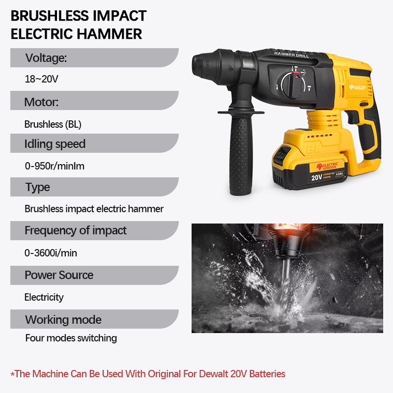 26-mm-bürstenloser elektrische – Cordless Rotary Hammer 20V Brushless Bewertung und Preis