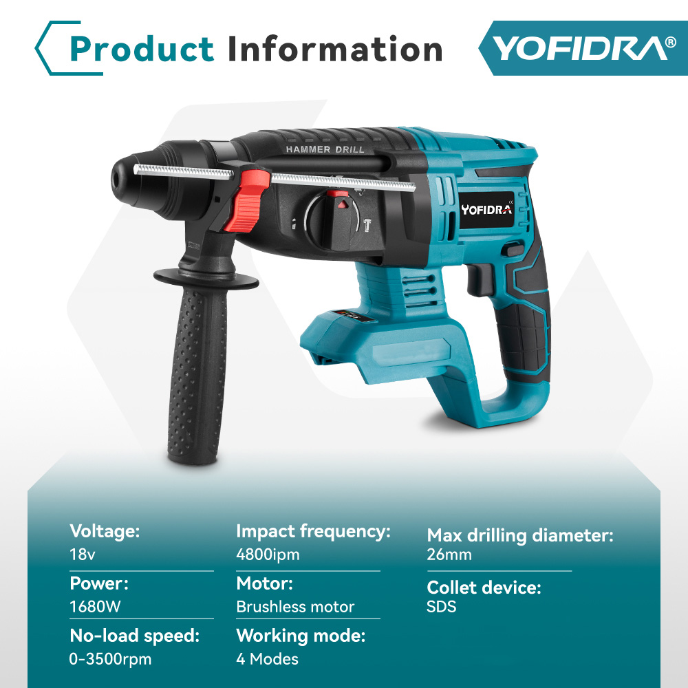 YOFIDRA 26MM Bürstenlosen Elek – Rotary Hammer Drill 26Mm Bewertung und Preis