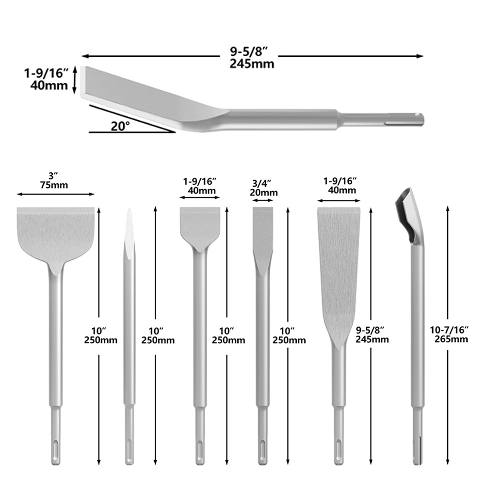 7-teiliges Meißel-Set, SDS Plu – Rotary Hammer Chisel Bit Flat Bewertung und Preis